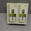 Glass Seasoning Jars (2pcs) with Retractable Spoon and Lid for Spice, Sugar, Salt & Pepper, Kitchen Counter Food Storage, Condiment Pots 9.3oz/275 ml (Yellow and Green)