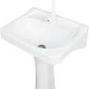 Plastic Pedestal Sink small Bathroom Pedistal Sinks Set 19.6"x15.3"x31.5"H No-Drill Installation Self-Adhesive Wash basin with Faucet Hole for Lavatory Room Column Wash Basin Rv Sink for Home Garage