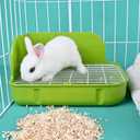 RUBYHOME Rabbit Litter Box Toilet, Plastic Square Cage Box Potty Trainer Corner Litter Bedding Box Pet Pan for Small Animals, Rabbits, Guinea Pigs, Chinchilla, Ferret, Galesaur, 11.4 Inches (Green)