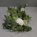 Der Rose 2Pcs 13FT Artificial Eucalyptus Flower Garland with Fake Rose Flower Vine Seeded Eucalyptus Leaves Greenery Garland for Wedding Table Runner Backdrop Party Centerpiece Decor (White)