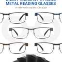 JOLISU 5PCS Reading Glasses Men - Blue Light Blocking Computer Metal Thin Frame Readers For Mens/Women W/Case2.50