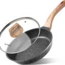 9.5 Inch Nonstick Frying Pan Skillet with Lid,Granite Non Stick Omelet Pans,Induction Compatible Egg Pan with Heat Resistant Handle,PFOA Free