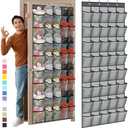 Windyun 40 Over the Door Shoe Organizer Large Mesh Pocket Hanging Shoe Rack for Closet Gray Nonslip Behind Door Storage Holder Back to School Organizer for Dorm Room College Classroom Storage