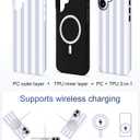 Magnetic Striped Phone Case for iPhone 16 Plus, Compatible with MagSafe, Cute Wide Blue Aesthetic Stripe Soft TPU and Hard PC Shockproof Protective Phone Cover for Women Girls