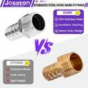 Stainless Steel Barbed Hose Fittings, 1" Hose Barb to 1" Male NPT Home Brew Fitting Water Fuel Air, Hose Barb Fittings Air Hose Repair Kit, Barbed Adapter with Hose Clamp, 9PCS