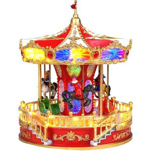 Christmas Ferris Wheel Decoration, Carrusel de Navidad 9 * 11inch, Mr Christmas Carousel with Music and LED Light for Home Tabletop Gift