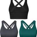 Sports Bras for Women HIigh Support, Criss-Cross Back Padded Strappy High Impact Sports Bras for Women Large Bust (Green, S)