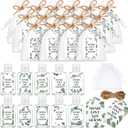 50 Sets Empty Mini Hand Sanitizer Bottles Bulk 2oz Empty Hand Sanitizer Travel Size Wedding Favors for Guests with Organza Bags Thank You Tags for Woman Employees(Eucalyptus, Black)