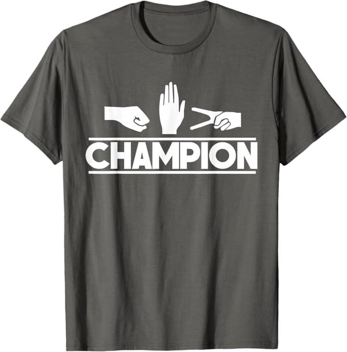 Rock Paper Scissors Master Supreme Champion Joke Novelty Tee T-Shirt (Small, Asphalt Grey)
