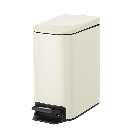 Cesun Small Bathroom Trash Can with Lid Soft Close, Step Pedal, 6 Liter / 1.6 Gallon Stainless Steel Garbage Can with Removable Inner Bucket, AntiFingerprint Finish (Creamy White)