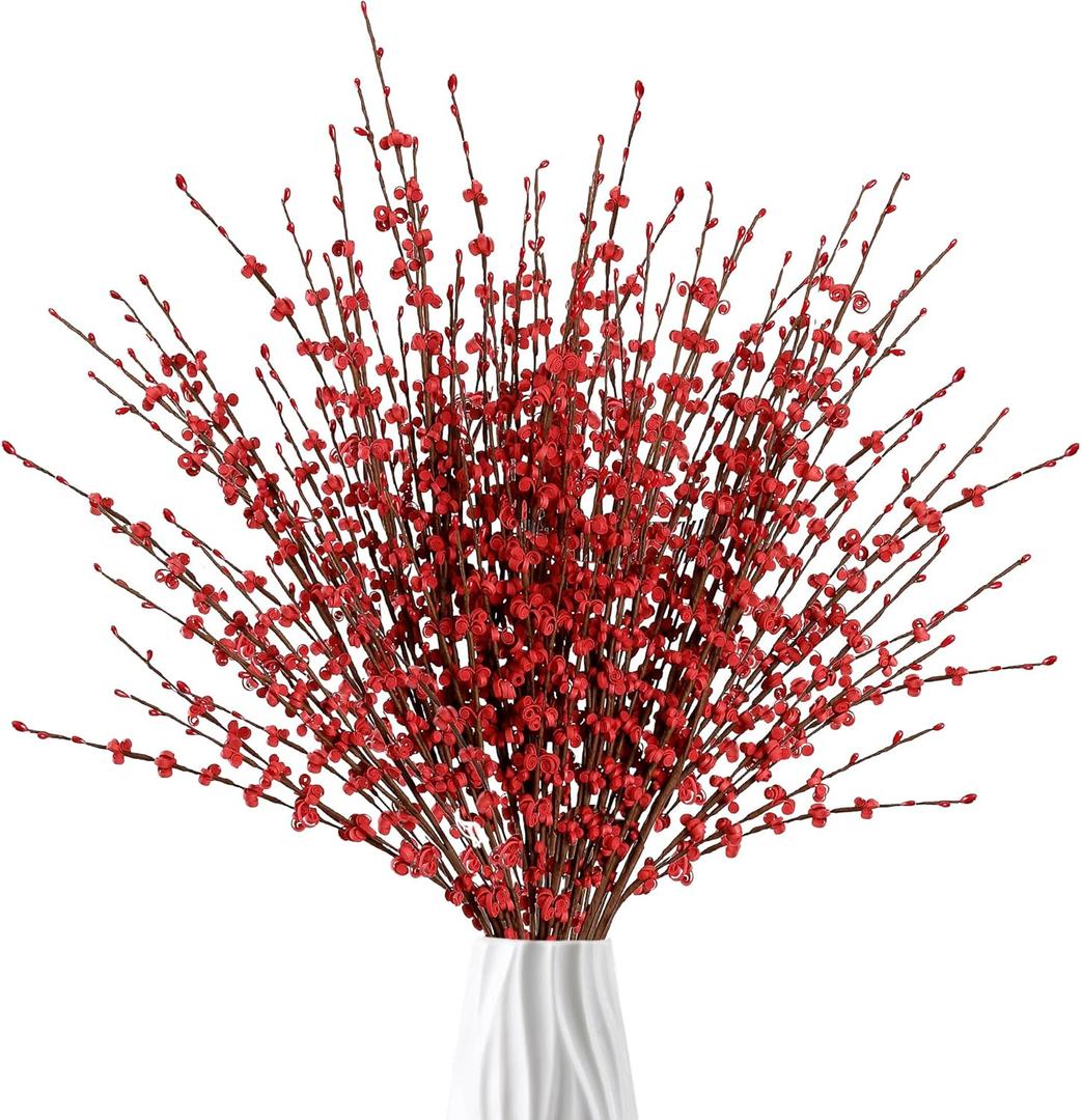 Sggvecsy 10 Pcs 29.5 Long Artificial Jasmine Flowers Tall Fake Flower Bouquet Faux Jasmine Plants Dry Branches for Christmas Wedding Home Party Office Hotel Restaurant Kitchen DecorationRed