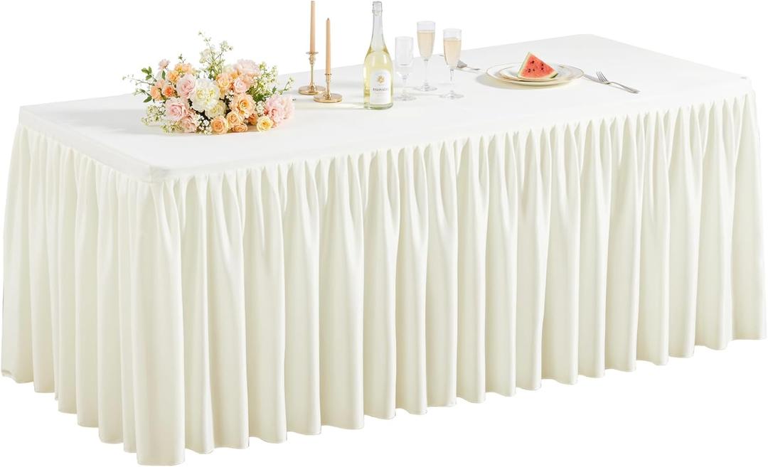 1 Pack Creamy Table Clothes for 6 Foot Rectangle Tables, Premium Polyester Rectangle Tablecloth Wrinkle Resistant Washable Table Cloth for Wedding, Party, Dining, Banquet, Buffet Tables