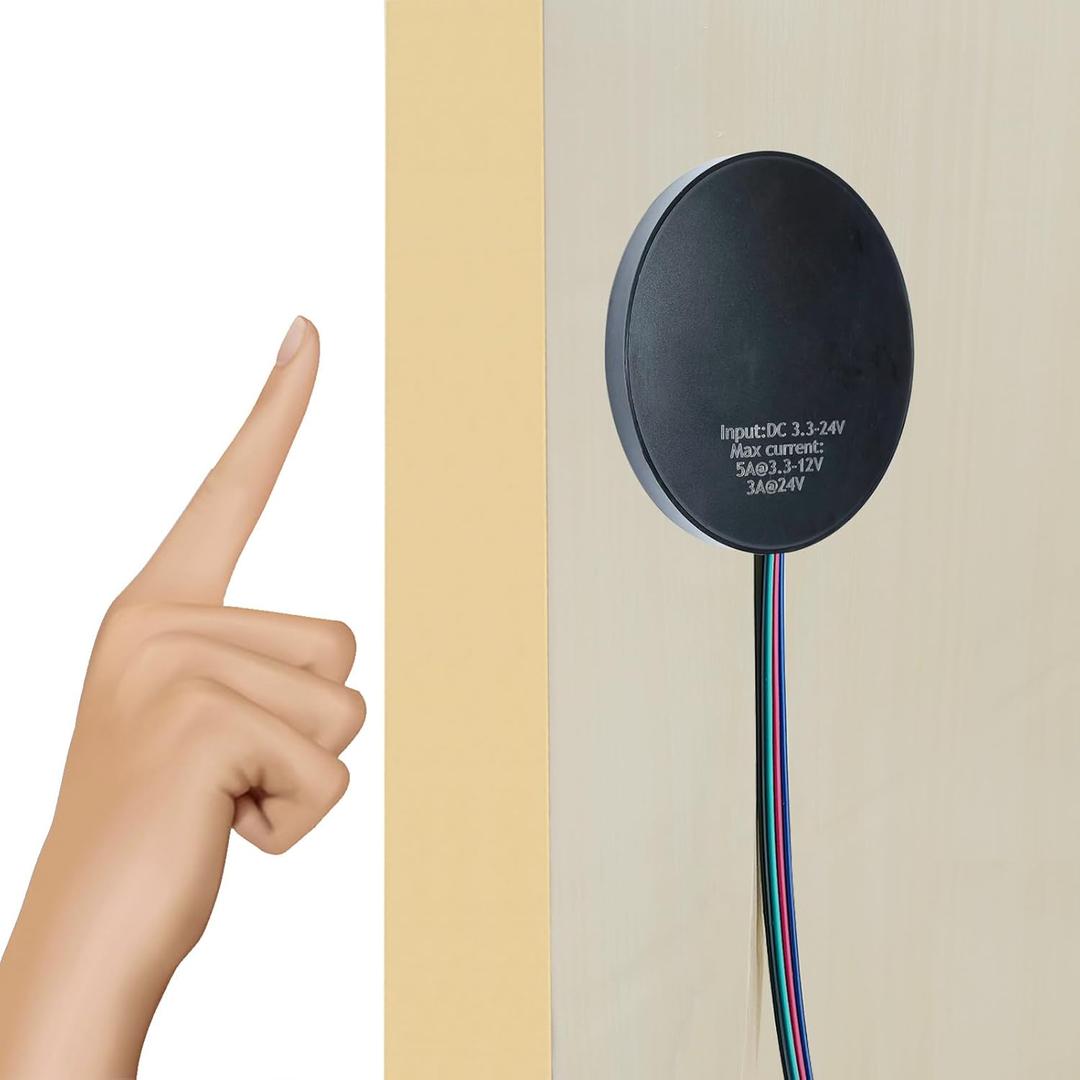 Concealed 12V LED Touch Dimmer Switch, DC 3.7-24V 72W Touch Sensor Stepless Dimming Switches for LED Strip Lights, Penetrable Wood, Stone, Glass, Penetrates up to 2 inches (Plus-Black)