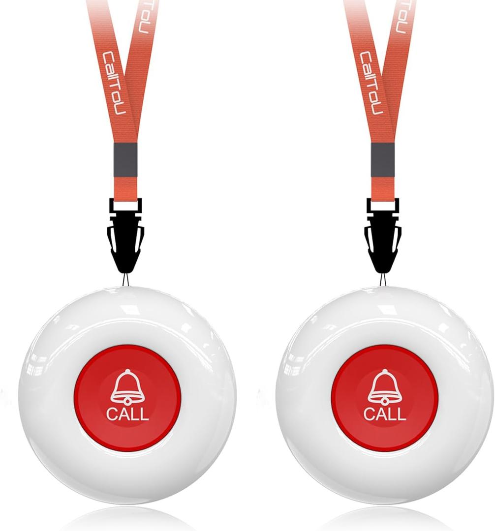 CallToU Wireless Call Buttons for Caregiver Pager and Restaurant Calling Pager Waterproof 500+ Feet Operating Range for Elderly/Patient/DisableNeed to Be Paired with Receiver to Work