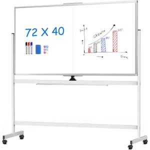 Maxtek Rolling Whiteboard, 72x40 Large Double-Sided White Board Dry Erase on Wheels, Giant Magnetic White Board Standing for Office, School, Home Office, Homeschool(72 x 40)