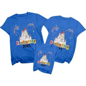 MYHALF Magical Family Shirts Matching 2025 Vacation Family Matching Outfits Mom and Mini Cute Summer Trip Clothes (XL, Blue)