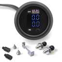 Dual Digital Display Air Pressure Gauge 2-1/16" (52mm) Air Suspension Gauge Kit 0-220 PSI 2PCS 1/8NPT Sensors with 1/4NPT Replacement Fittings for Air Suspension Systems Cars, Suvs and Trucks