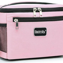 BEIMILY Lunch Box for Men/Women, Small Insulated Lunch Bag, Reusable LunchBox for work Picnic Hiking Beach, Leakproof Soft Cooler Tote Bag Organizer with Adjustable Shoulder Strap for Adults(Pink)