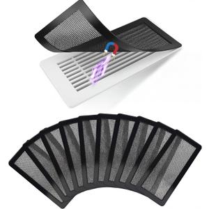 Boao 10 Pcs Magnetic Vent Screen Mesh Covers 5.1 x 11.3 Inch Air Vent Screen Mesh Cover for Home Wall Ceiling Floor Register of Width 5 to 6, Length 11.2 to 12, Black