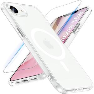 OWKEY for iPhone 16e Case, Magnetic Phone Case for iPhone 16e Case Compatible with MagSafe with Screen Protector [Shockproof Military-Grade Protection] Anti-Scratch Cover for 16e 2025 6.1'' (Clear)