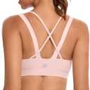 RUNNING GIRL Sports Bras for Women, Criss-Cross Back Padded Strappy Sports Bras Medium Support Yoga Bra with Removable Cups (XX-Large, D-light Pink)