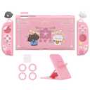 PlayVital Cherry Blossoms Kitten Protective Case for Nintendo Switch 2 with Stand | Cute Cat Ear & Paw Silicone Grips, Dockable Hard Shell, 2 Joystick Caps | Full-Body Protection Cover, Pink