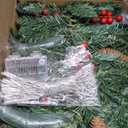 9 FT Christmas Garland with Lights, Battery Operated Green Garland Tree with Pine Cones Red Berries & 50 Lights, Realistic Artificial Decoration for Mantle Stairs Railing Fireplace Outdoor