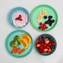 Grow Forward Bamboo Kids Plates and Bowls Sets - 8-Piece Dishwasher Safe Non Toxic Plates for Kids - Reusable Eco Friendly BPA Free Dishes Dinnerware Sets for Children - Rainforest