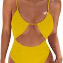 Blooming Jelly Womens One Piece Swimsuit Tummy Control Bathing Suit Sexy Slimming Flattering Cute Cheeky High Cut Swimwear (Yellow)