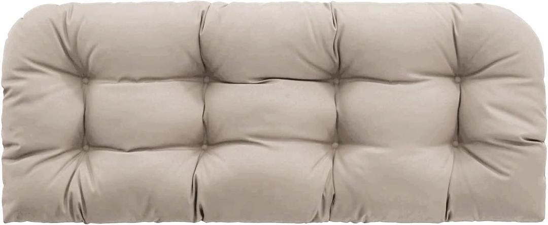 Outdoor Bench Cushion, Tufted 44x22x4 Inch Loveseat Pad for Patio Furniture Wicker Chair Garden Swing Porch Sofa, Indoor Outside Use, Fade-Resistant & Waterproof, Beige