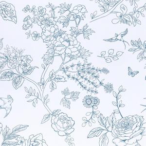 2 x Abyssaly Light Blue Peel and Stick Wallpaper Floarl Bird Contact Paper 17.3" x 196.8" Toile Modern Flower Leaf Wall Paper Self Adhesive Removable Vinyl Wrap for Bathroom Bedroom Kitchen Wall Decor