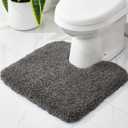 Disolla Toilet Mat 22x24 - Non Slip Fluffy U-Shaped Contour Rug, Ultra-Soft Plush Toilet Floor Mat, Absorbent & Machine Washable, Dark Grey