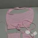 SweatyRocks Women's Sexy Y2k Glitter Halter Crop Tops Low Cut Going Out Top with Rave Micro Crop 2 Piece Outfits (Pink, XS)