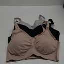 HOFISH 3PACK Full Bust Seamless Nursing Maternity Bras Bralette S-XXL with Extra Bra Extenders & Clips (Large, Black /Grey /Elegant Pink)
