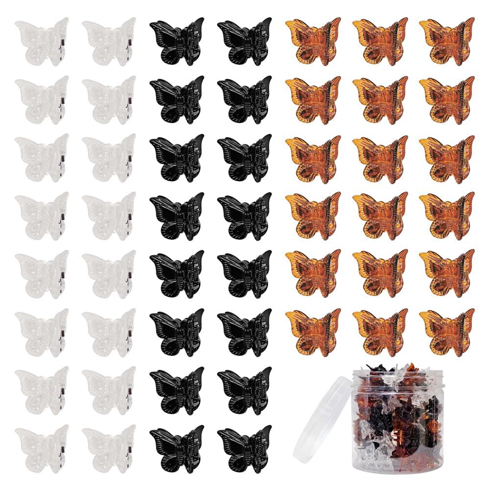 50 Packs Assorted Color Butterfly Hair Clips, Beautiful Mini Butterfly Hair Clips Hair Accessories for Women and Girls (Black, Brown, White)