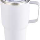 30 oz Tumbler with Handle and Lid, Stainless Steel Tumblers Double Wall Vacuum Insulated Travel Mug Leak Proof Cup Keep Drinks Cold and Hot White, 1 Pack