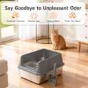 Stainless Steel Cat Litter Box, Odor Free Metal Litter Box with High Sides Lid, Open Top Low Entry Litter Pan Include Scoop Easy Cleaning Anti-Scratch Kitty Cat Box Anti-Urine Leakage, Non-Sticky