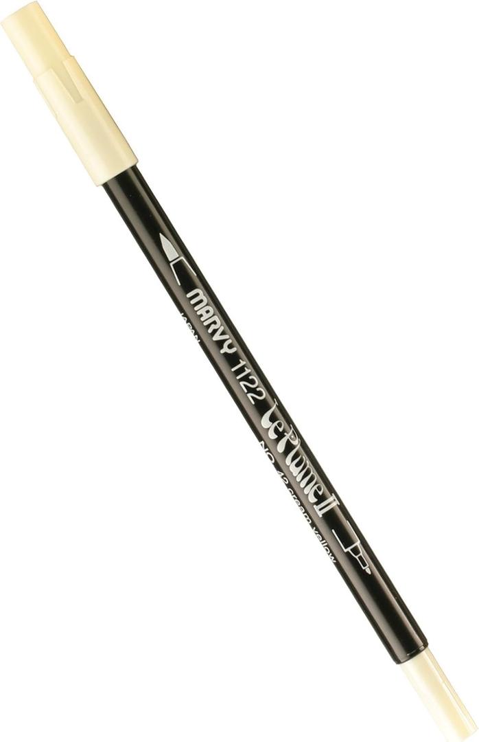 Uchida 1122-C-42 Marvy Extra Fine Tip Le Plume II Double Ender Marker Pen, Cream Yellow