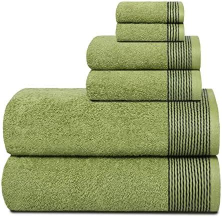 Belizzi Home 100% Cotton Ultra Soft 6 Pack Towel Set, Contains 2 Bath Towels 28x55 inchs, 2 Hand Towels 16x24 inchs & 2 Washcloths 12x12 inchs, Compact Lightweight & Highly Absorbant - Kiwi Green