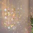 6Pieces Colorful Crystals Suncatcher Hanging Sun Catcher with Chain Pendant Ornament Crystal Balls for Window Home Garden Christmas Day Party Wedding Decoration (Gold)