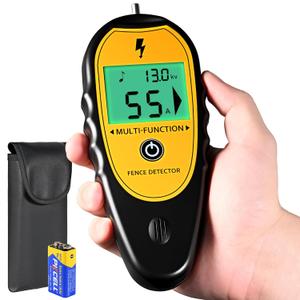 Electric Fence Tester, Digital Electric Fence Tester and Fault Finder, 200V to 15,000V Pulse Voltage Checker Meter, Backlit LCD Display, Beep Alarm