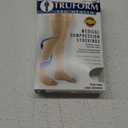 Truform 15-20 mmHg Compression Stockings for Men and Women, Thigh High Length, Dot Top, Open Toe, X-Large (Beige)