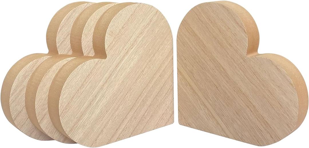 4 Pack 6 Inch Thick Wood Heart Wooden Block Unfinished MDF Wood Heart Signs Tabletop for Crafts Mother's Day Memorial Sign (6x6x1 in)