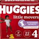 Huggies Size 4 Diapers, Little Movers Baby Diapers, Size 4 (22-37 lbs), 22 Count
