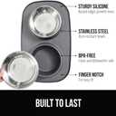 GORILLA GRIP Feeding Mat Bowl Set, 100% Waterproof BPA Free Silicone Base, 304 Stainless Steel Cat and Dog Bowls for Food and Water, Slip Resistant, High Edge, US Designed, Patent Pending, 2 Cup Gray