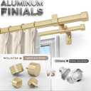 Gold Double Curtain Rod, 36 to 72 Inch Dual Curtain Rods with Aluminium Modern End Cap Finials, 1 Inch Adjustable Heavy Duty Window Treatment Rods, Telescopic Metal Double Drapery Pole Set