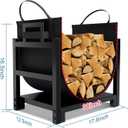 MOFEEZ Firewood Rack Log Holder Indoor with Wood Carrier, Powder-coated Steel Made, Up-loaded to 110lb, 18inch(L) x 13inch(W) x 17inch(H)