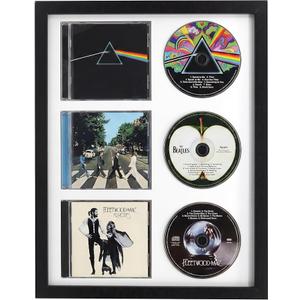 Signed CD Music Display Frame for Wall Mounting | wall cd holder Holds 3 CD/DVD Jewel Cases with Real Glass and White Mat