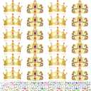 Yaomiao 44 Pcs Foam Crowns for Kids Princess Tiaras Crowns Bulk Diamond Sticker Making Kits for Birthday Party Supplies