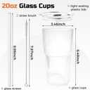 GGOLDMER 4 Pack Glass Tumblers with Lids and Straws, 20oz Iced Coffee Cups with Lids Reusable for Juices, Smoothies, Cocktail, Beer, Tea and Latte - Ribbed Design & Thick Glass